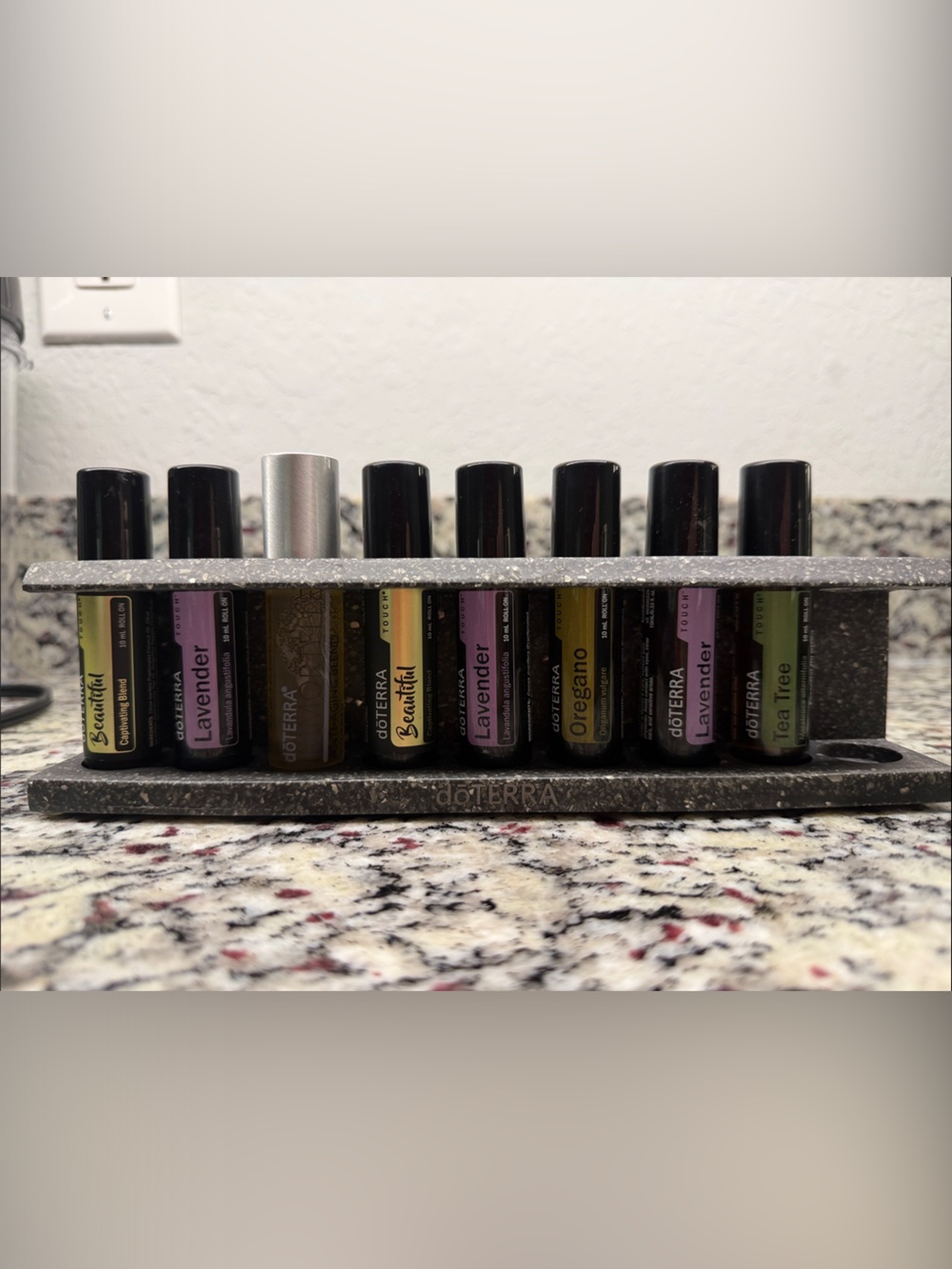 Doterra Roller Bottle Stand in Gray with Black Caps